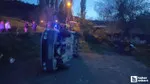 Çorum'da direksiyon hakimiyetini kaybeden sürücünün kullandığı araç yan yattı